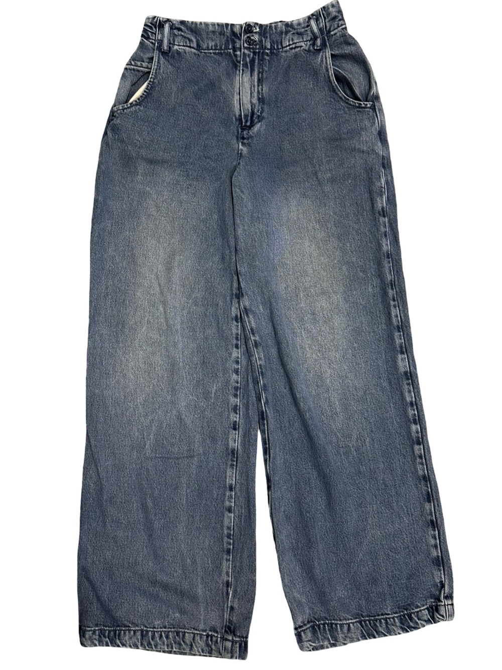 YFB Young Fabulous & Broke Pull On High Waist Wide Leg Jean Small Comfy Travel